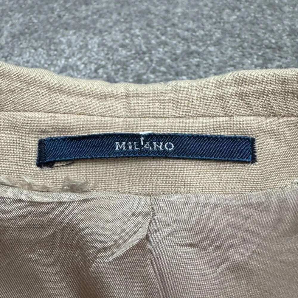 Milano Fratelli Ormezzano Two Button Blazer Men 40R Beige 100% Linen Sport Coat